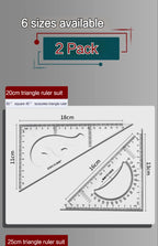 2Pcs/Set Multifunctional Triangle Ruler 30/45 Degree Measurement Angle Isosceles Triangle Ruler Geometry Students Drafting Tool
