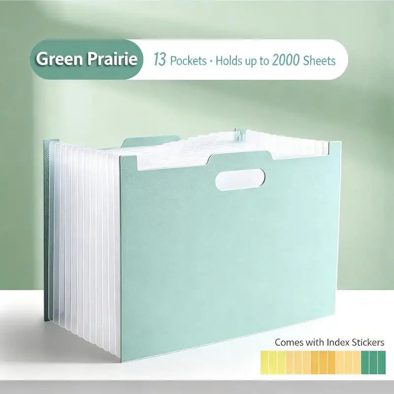 【J3a】13 Pockets Accordion File Organizer, Expanding File Folder With Lable Pocket,Upright Open Top,A4/Letter Size Paper Document