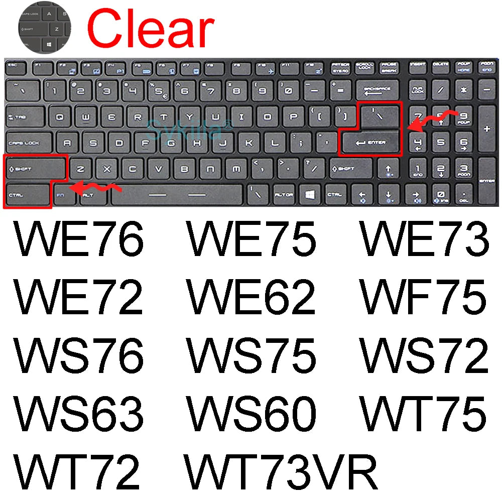 Keyboard Cover for MSI GF65 Thin GF63 GF75 Thin GF72 GF72VR GF62 GF62VR Silicone Protector Skin Case Gaming Laptop 15.6