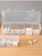 Transparent Data Cable Organizer Case Classification Dustproof Card Organizer with Lid Clutter Collection Box for Office Home
