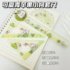 Cartoon 4pcs Ruler Set, Acrylic Straight Ruler Triangle Ruler Protractor, Cute Stationery Measuring Tools for Students