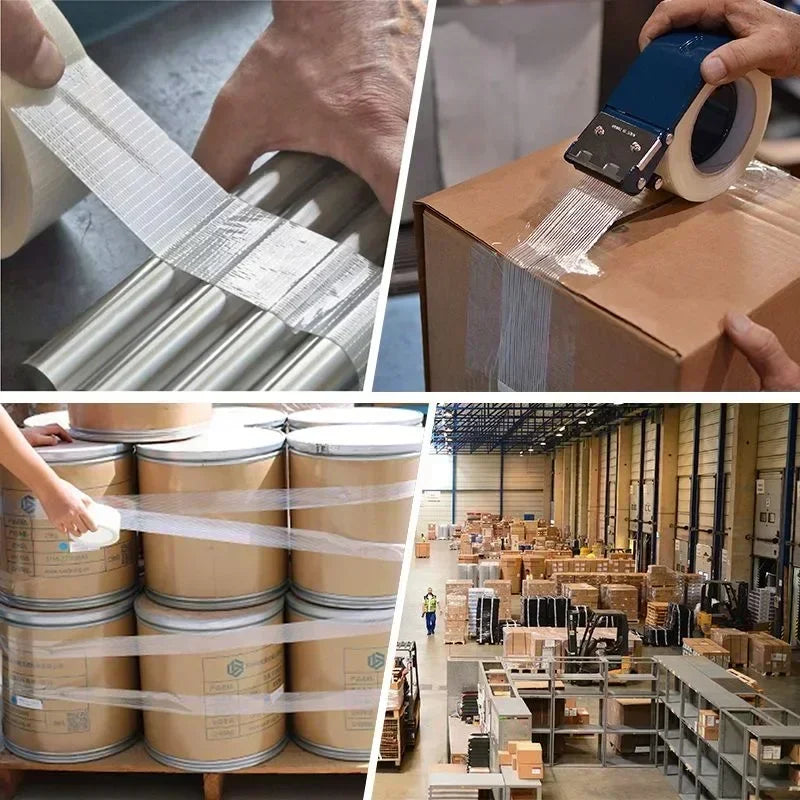 20M/Roll Adhesive Fiberglass Mesh Tape Transparent Waterproof Single Side Grid Tapes Heavy Duty Strapping Packing Fixed Tape