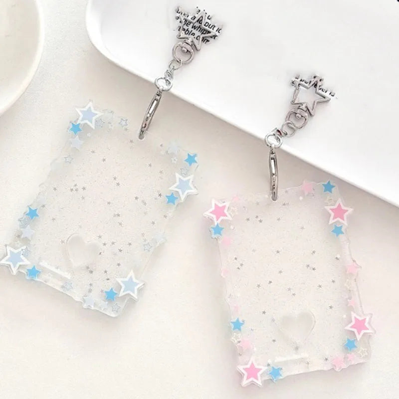 Transparent Clear Acrylic 3 Inch Kpop Photocards Holder Photos Cards Star Holder Bags Pendant Star Chaser Card School Stationery