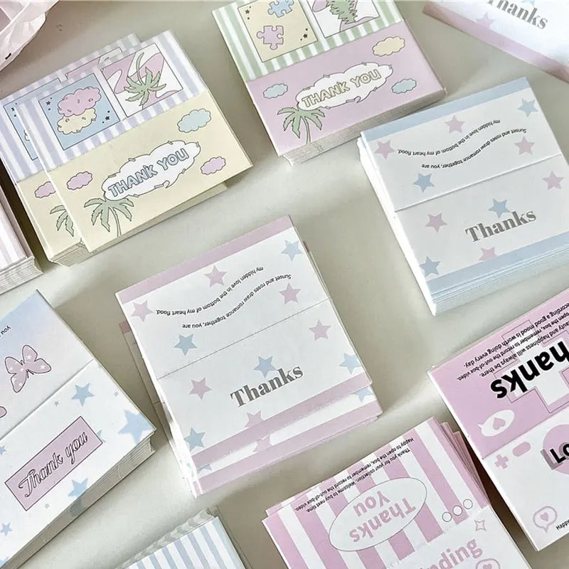 20-50pcs 5.4x5.4cm Cute Thank you Cards Foldable Hanging Card for diy Jewelry Display Card Stationery Packaging Retail Price Tag