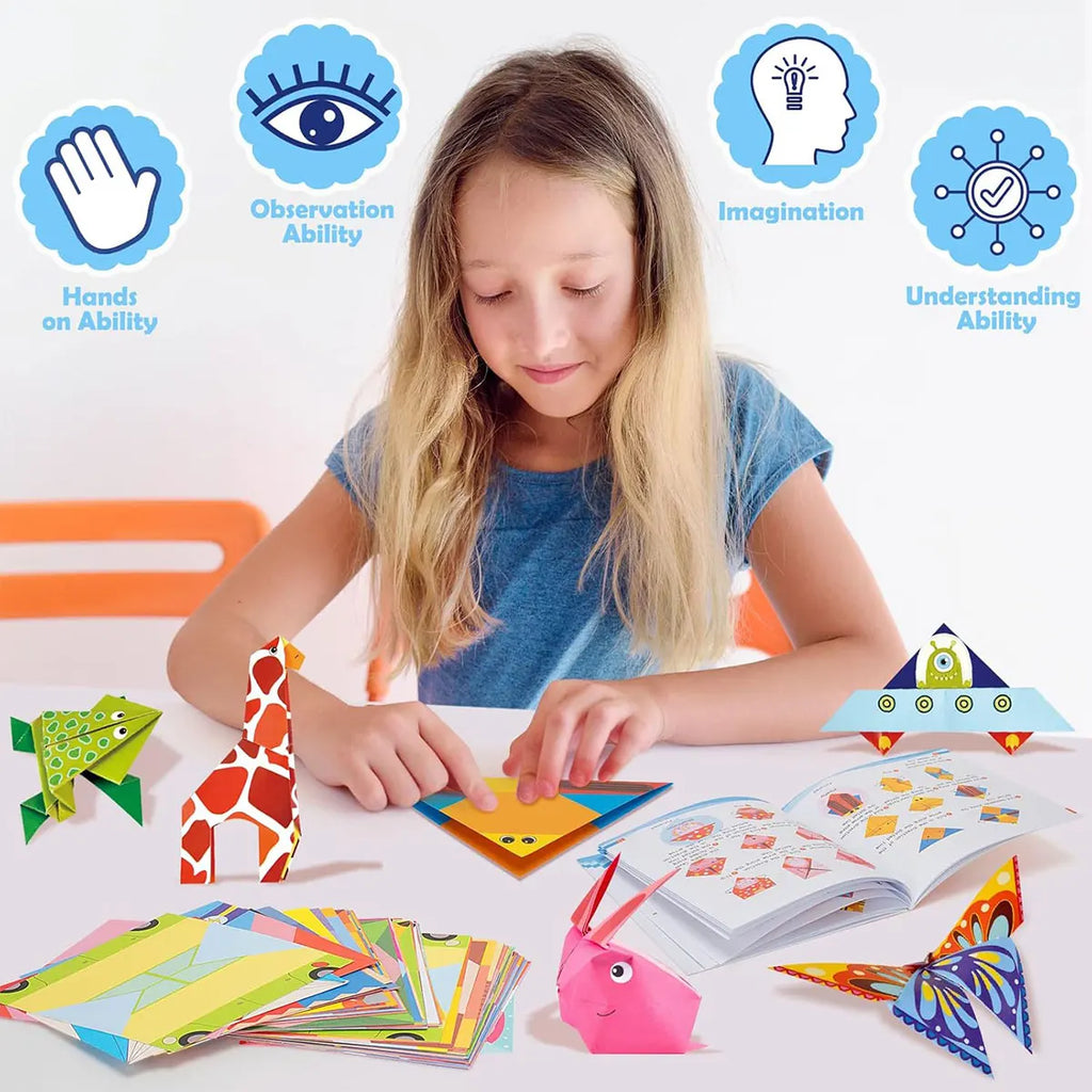 Origami Paper Set 96-208Pcs Craft Paper Kit with Instructional Book Art Projects Supplies for School Class Craft Lessons Gifts
