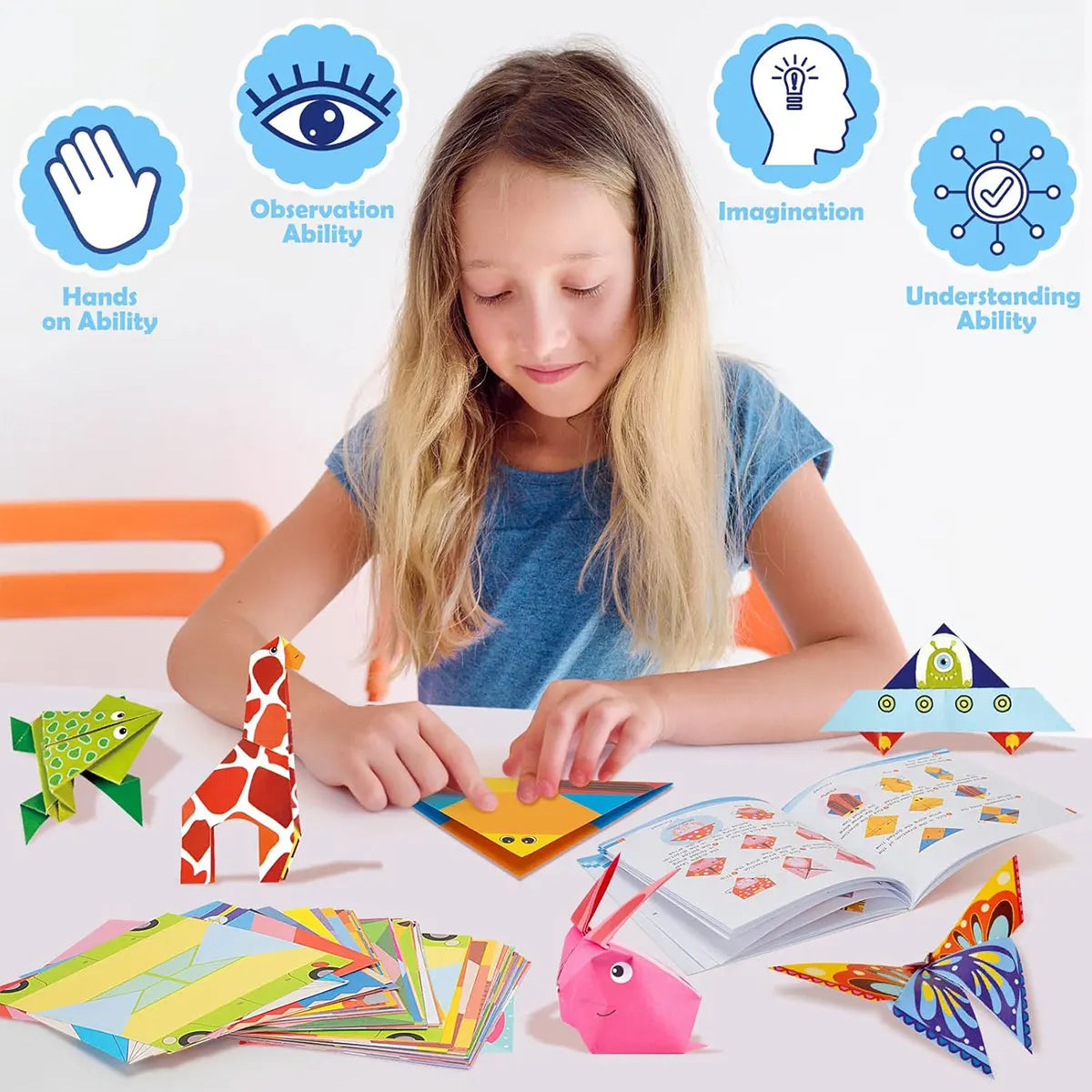 Origami Paper Set 96-208Pcs Craft Paper Kit with Instructional Book Art Projects Supplies for School Class Craft Lessons Gifts