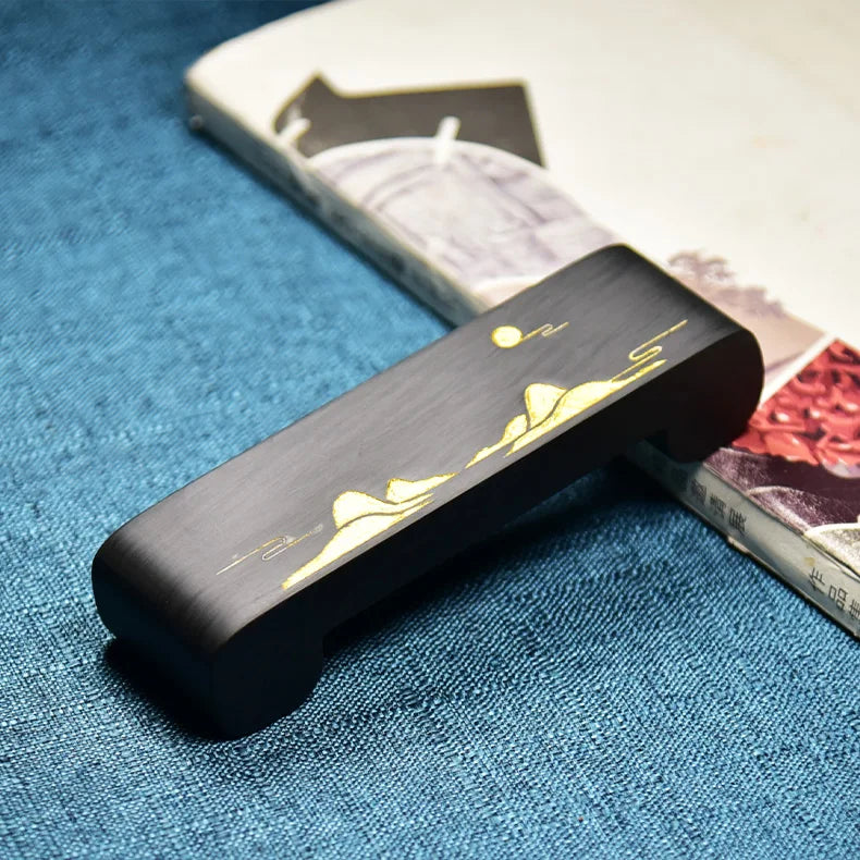 She Yan Water Wave Chinese Ink Stick Bed Natural Stone Stamp Holder Rest for Chinese Calligraphy Decoration Supply