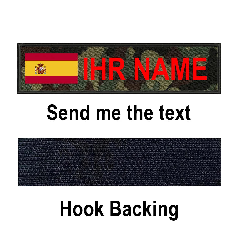 Custom Spain Flag Patch Tactical Patches Personalized Name Stripes Badge Tags Chevrons Armband Hook Loop For Military Backpack
