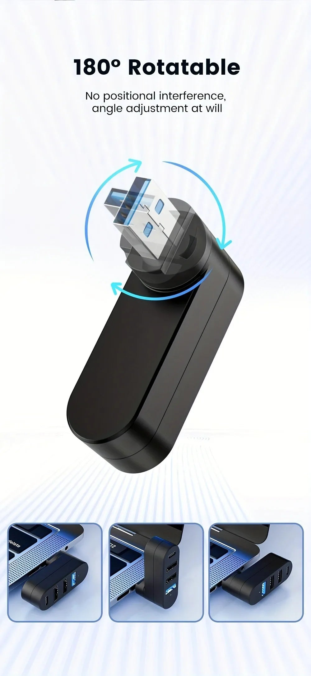 Mini Splitter 4 Ports USB Hub 3.0 Box Rotatable USB Data Transfer Multiple Expander For Computer Laptop MacBook PC Accessories