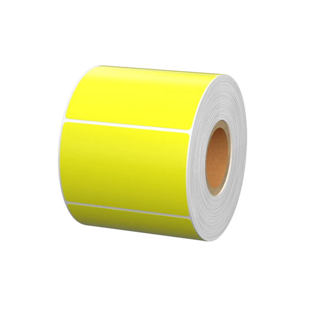 Yellow Color Adhesive Sticker, Round Thermal Barcode Sticker by Roll, Direct Thermal Print Shipping Label