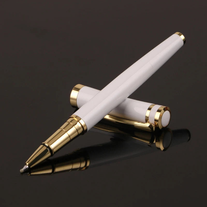 Luxury Metal Silver Black Signature Ballpoint Pens for Business Writing Office Supplies Stationery Customized Logo Name Gift