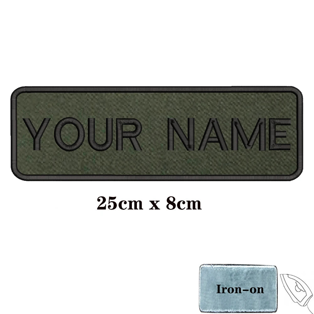 1PC Custom Personalized Name number Patch Stripes Badge tags chevrons Armband Iron On Or Hook Loop embroidered Military green