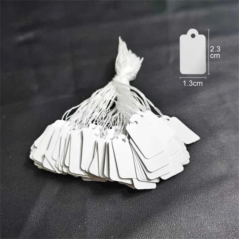 100pcs/lot Jewelry Price Tags Handwritten Labels with String Gold/Silver Color Paper for Accessories And Wares