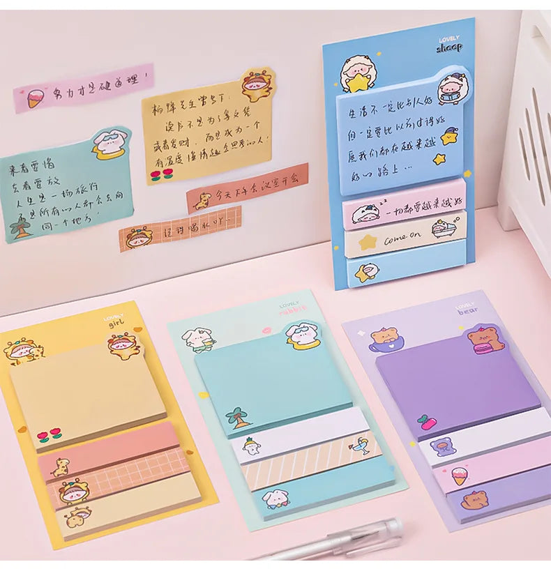 Cartoon Sticky Notes kawaii Cute Memo Pad Portable Index Label Stickers Notes School Stationery Supplies