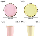10pcs/set Disposable Birthday Tableware Cup Paper Plate Straws Birthday Party Wedding Decoration Kids Baby Shower Party Supplies
