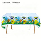 1pcs Pikachu Poké Ball Party Tablecloth Birthday Party Decoration Plastic Table Cover Tableware Baby Shower Supplies