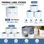 700pcs 50X30mm Perforated Direct Thermal Labels Ink-Free Barcode Stickers for Shipping Address Inventory Desktop Label Printer