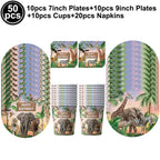 Jungle Disposable Paper Plate Napkin Cup Safari Animal Party Supplies for Baby Shower Safari Jungle Theme Birthday Decoration