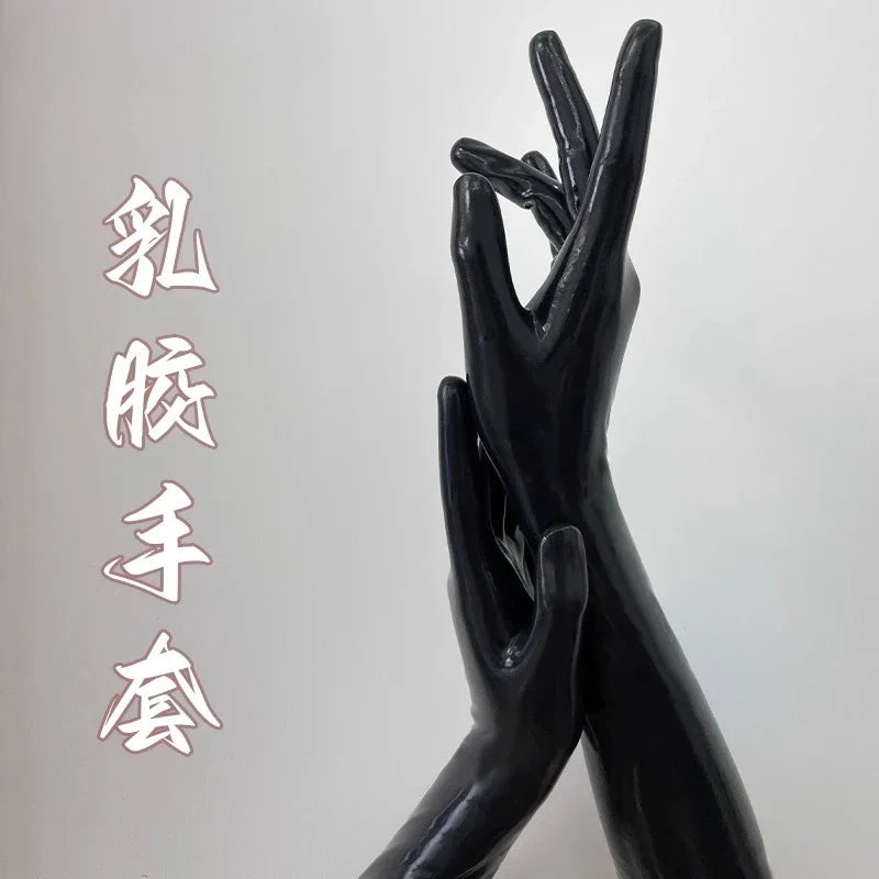 Black White Latex Gloves Integrated Molding Long Short Gloves Cosplay Close-fitting Male or Female Gloves Private Party DJ Props