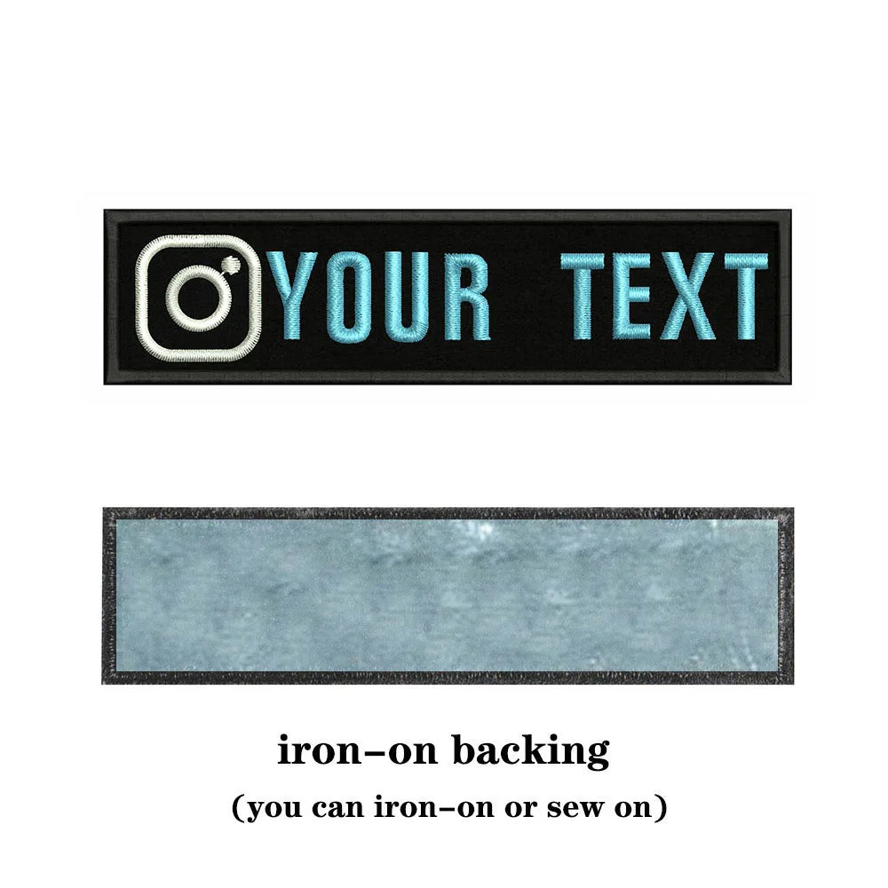 Instagram Logo 10X2.5cm Embroidery Custom Name Text Patch Stripes Badge Iron On Or  Patches