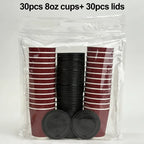 Red Corrugated Disposable Coffee Cups Heat Insulation Cups with Straw for Hot Beverage Ideal for Party Christmas New Year Supply
