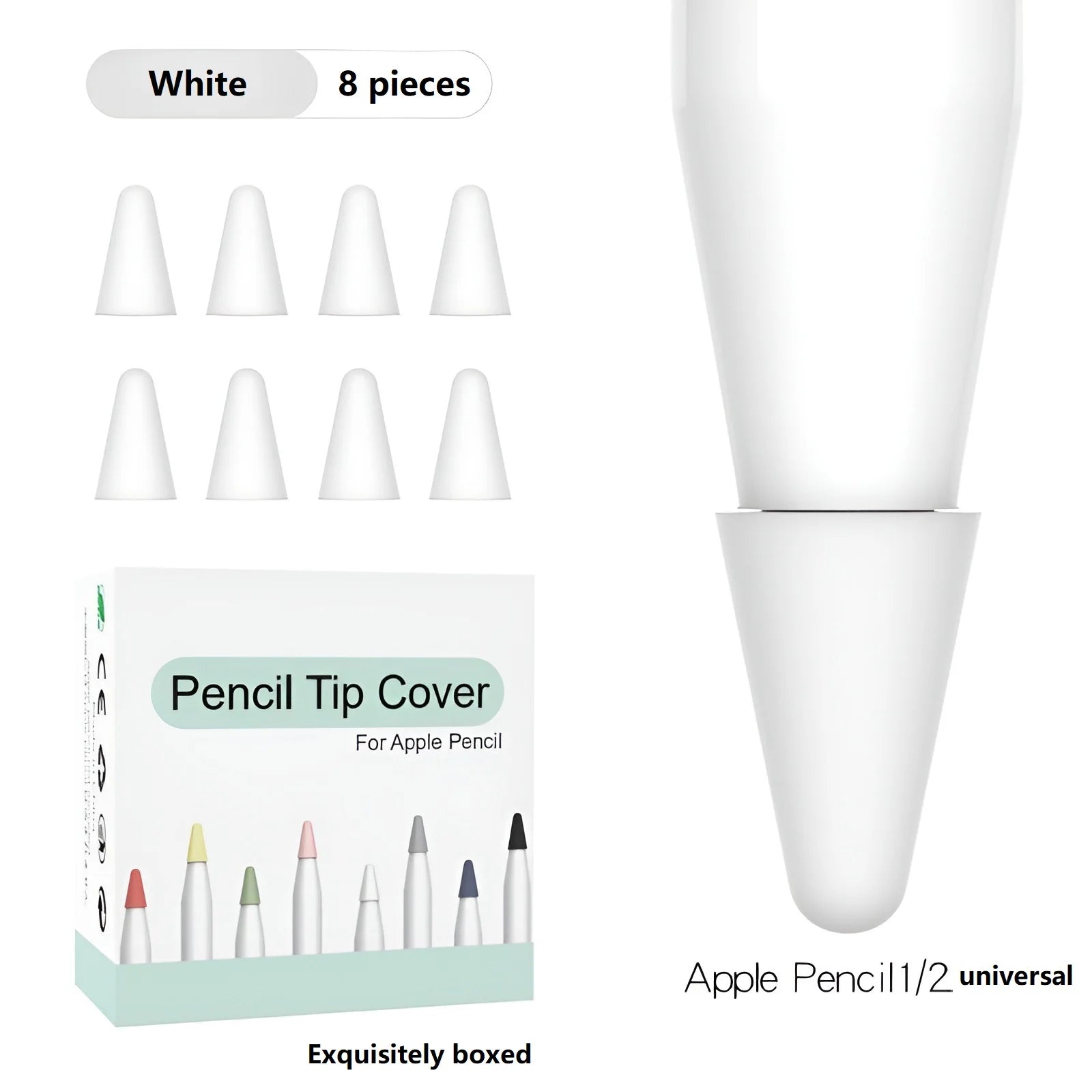 8pcs Soft Silicone Nib Cover For Apple Pencil 1 2 Tip Case Sleeve For Apple Pencil 1st 2nd Gen Touchscreen Stylus Pen Nib Case