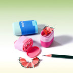 M&G Pencil Sharpener with Eraser Two in One Double Hole Designing Student Pencil Eraser Less Crumbs Clean Replaceable Core