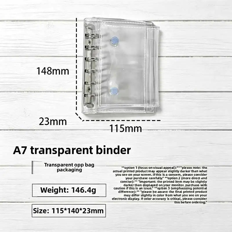 The New High-value Transparent A7 Three-fold Hand Ledger Loose-leaf Detachable Student Portable Note-taking Diary Hand Ledger