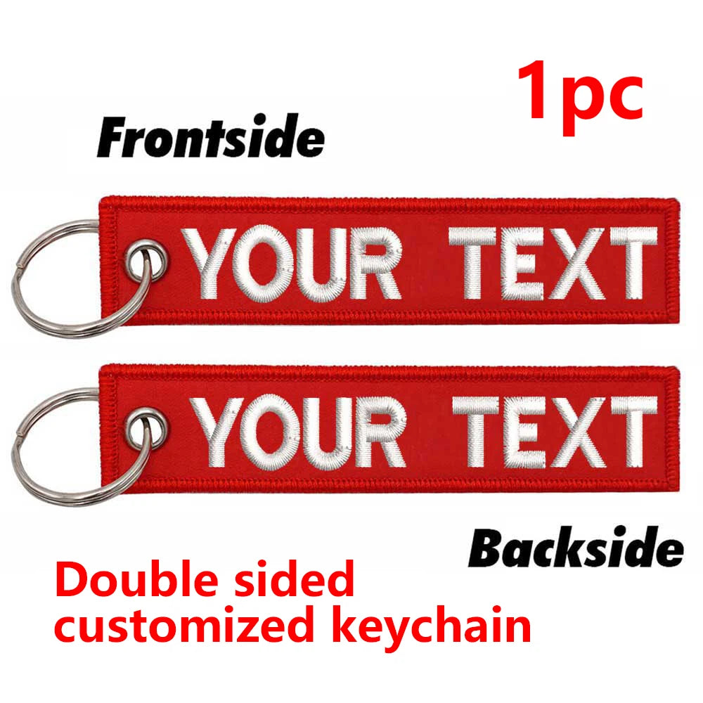 Custom Embroidered Keychain - Personalized Text Name Tag Keyring for Motorcycle, Car, Backpack, Luggage Travel Accessories