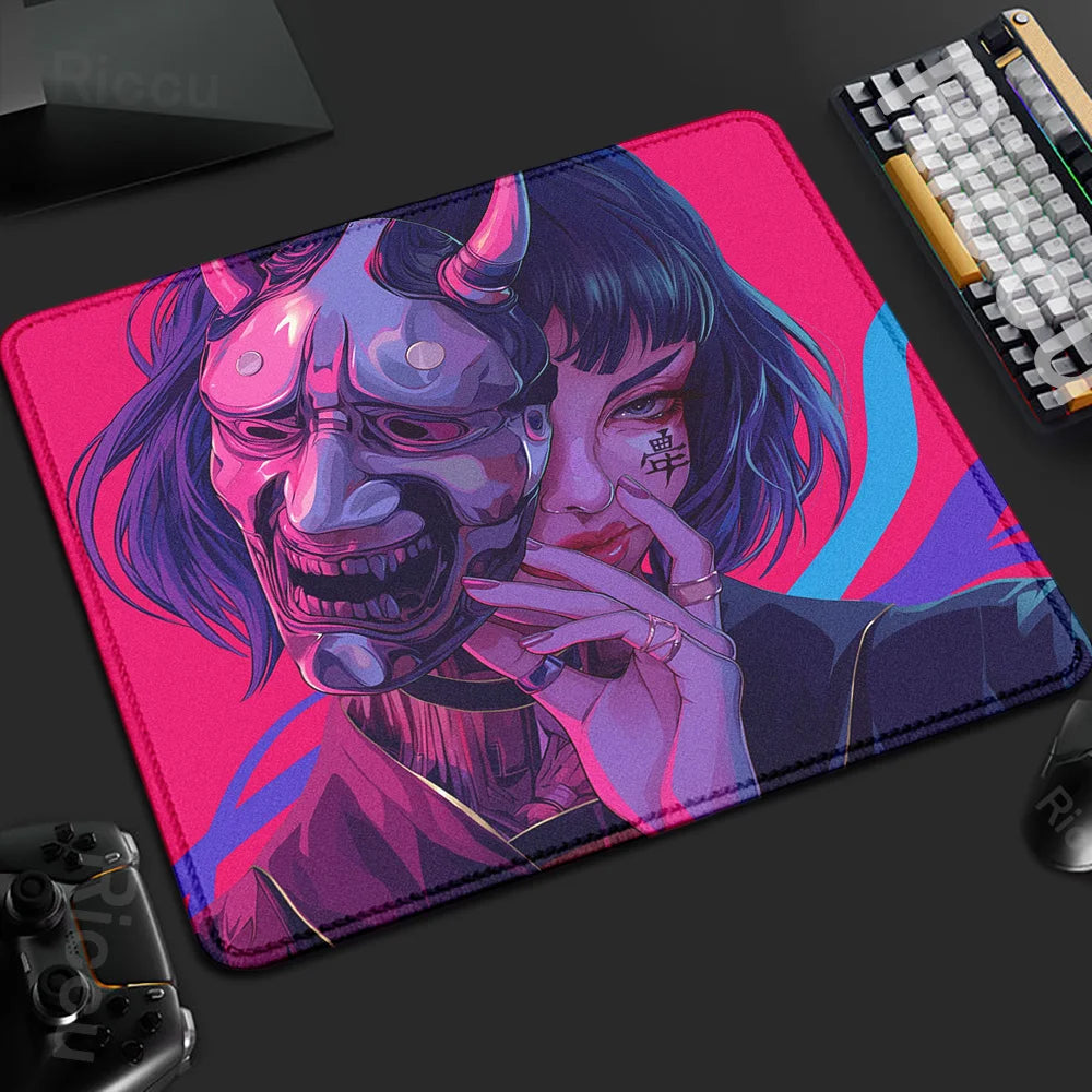45x40CM Non-slip Mousepad Mask Girl Speed Table Pad E-Sports Keyboard Oni Mice Mat Game Professional Premium Suture Edge Deskmat