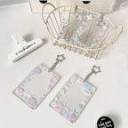 1PC Colorful Graffiti Love Glitter Card Sleeve Transparent Three-inch Mini Card Protector Key Chain Pendant Photo Holder