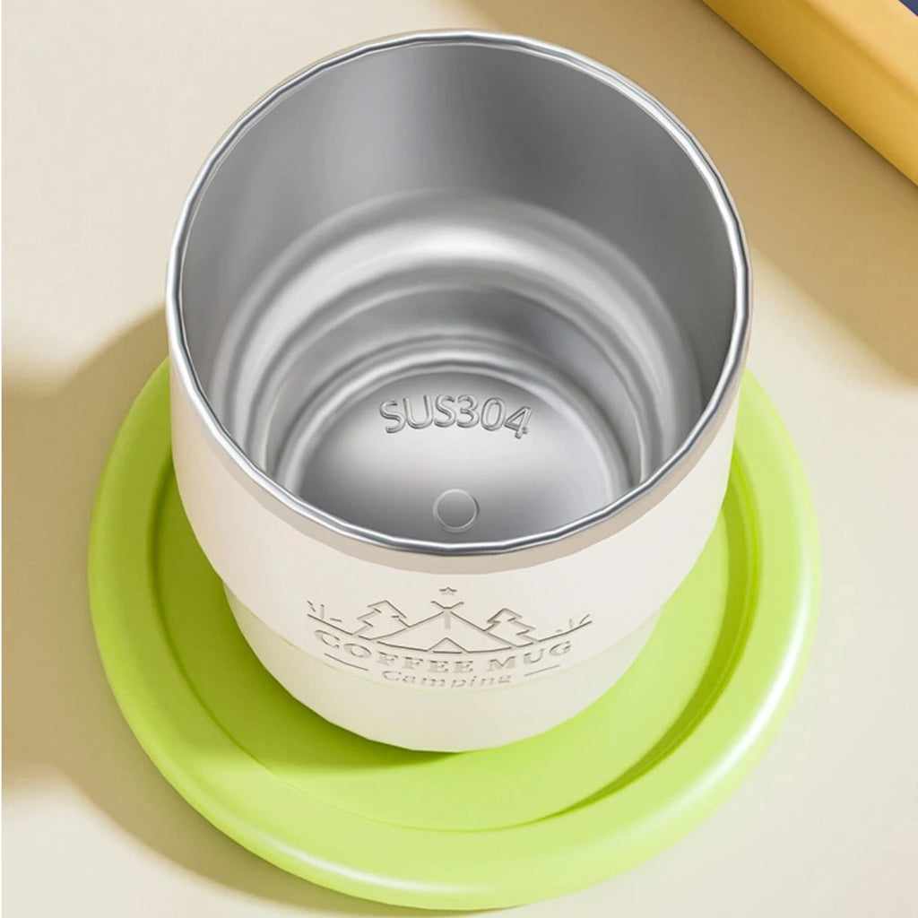 400ML Thermal Cup 304 Stainless Steel Double Layer Insulated Water Cup Office Milk Coffee Mug Student Portable Sealed Tumbler