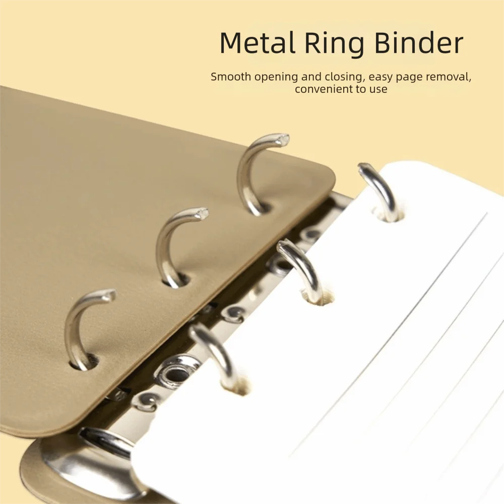 Multi-functional 3-Ring Binder Loose-Leaf Notebook PU Leather Cover Portable Notepad Refillable Memo Pad School Office Supplies