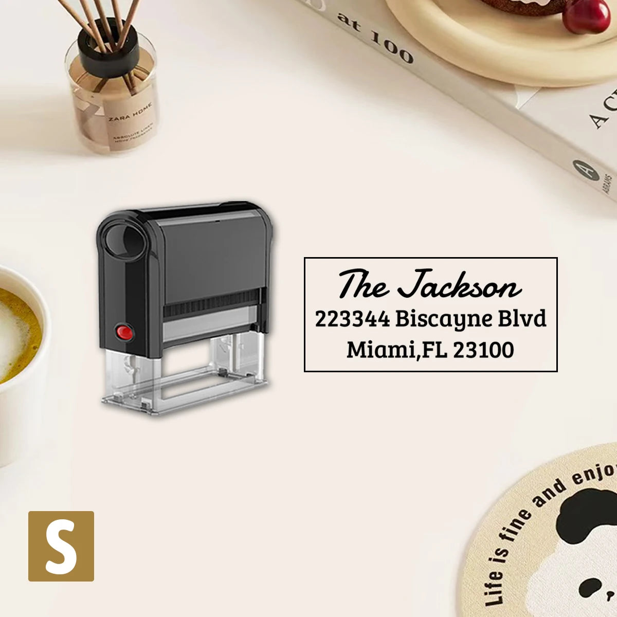 Custom Address Stamp, Return Address Stamps Self Inking Personalized, Customizable Business Stamp, Black Ink Colors, Stamper