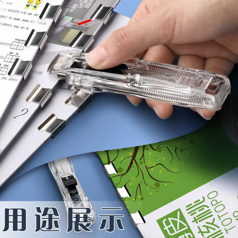 Reusable Metal Push Clip Staple Remover Paper Fixing Organizing Stapler Push Clamp Paper Binding File Office Stationary