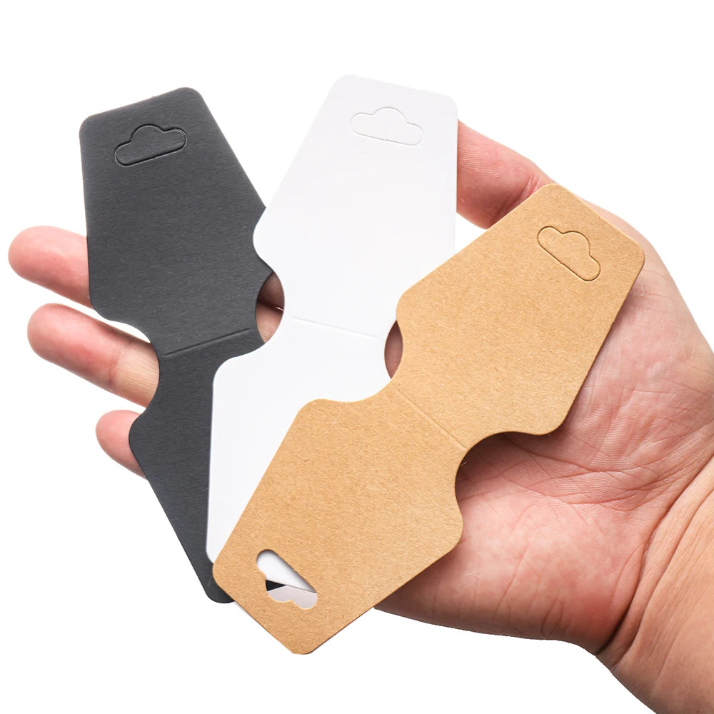 50Pcs Blank Necklace Bracelet Display Foldable Adhesive Price Tag Holder Cards Packaging For Jewelry Small Businesses Supplies