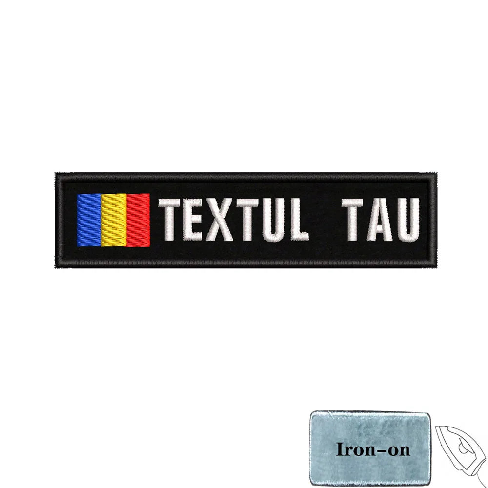 1PC 10cmX2.5cm Custom Name Flag Patch Stripes Badge Iron On Or Hook Loop Estonia Austria Bulgaria Hungary Romanian Ireland