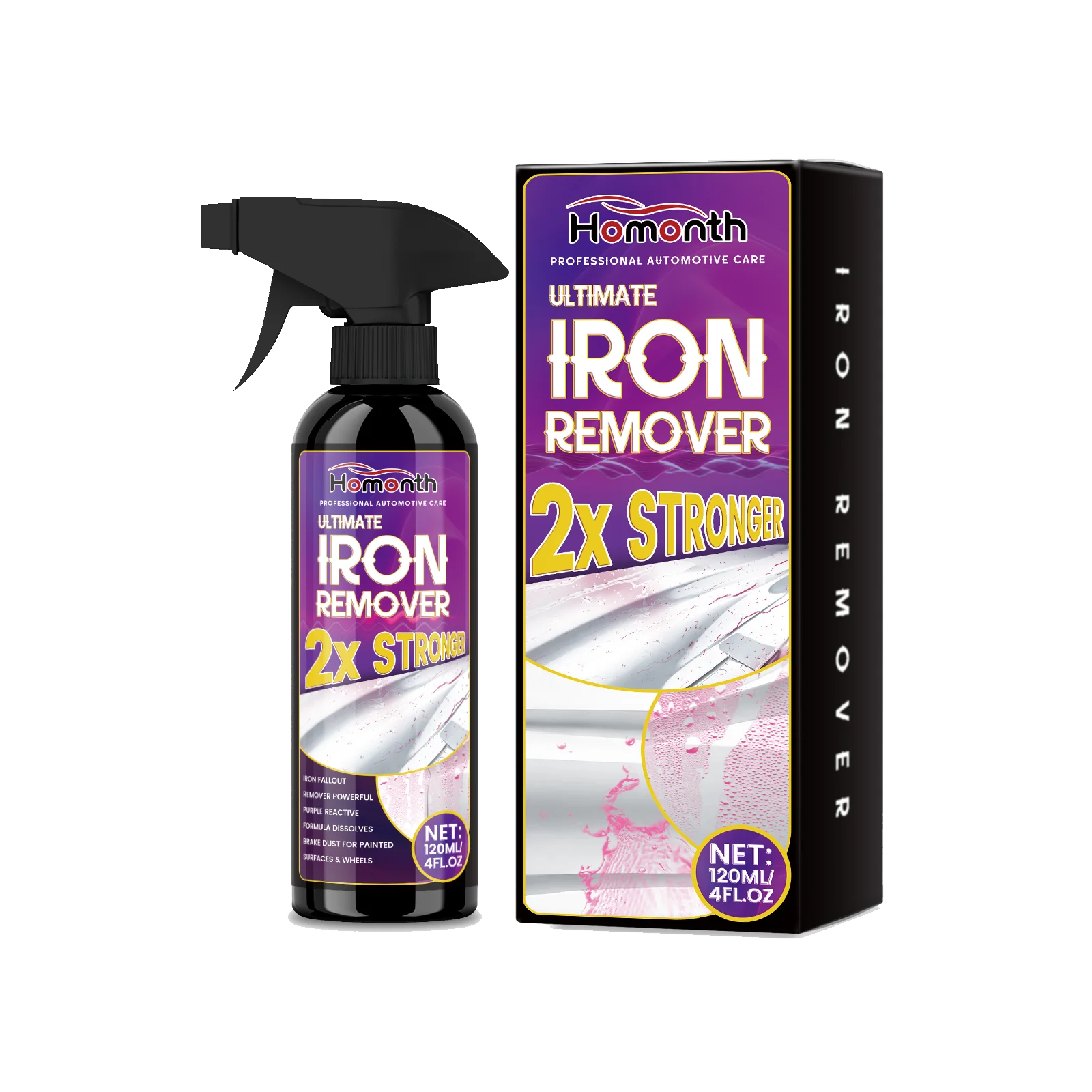 Large Capacity Powerful Car Rust Remover Spray - Exhaust/Wheel Care, Metal Powder Remover