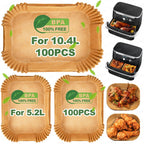 5.2/10.4L Air Fryer Large DualZone Parchment Paper Liners for Ninja AF500EU AF500EUCP Cecotec 9000, Air Fryer Baking Accessories