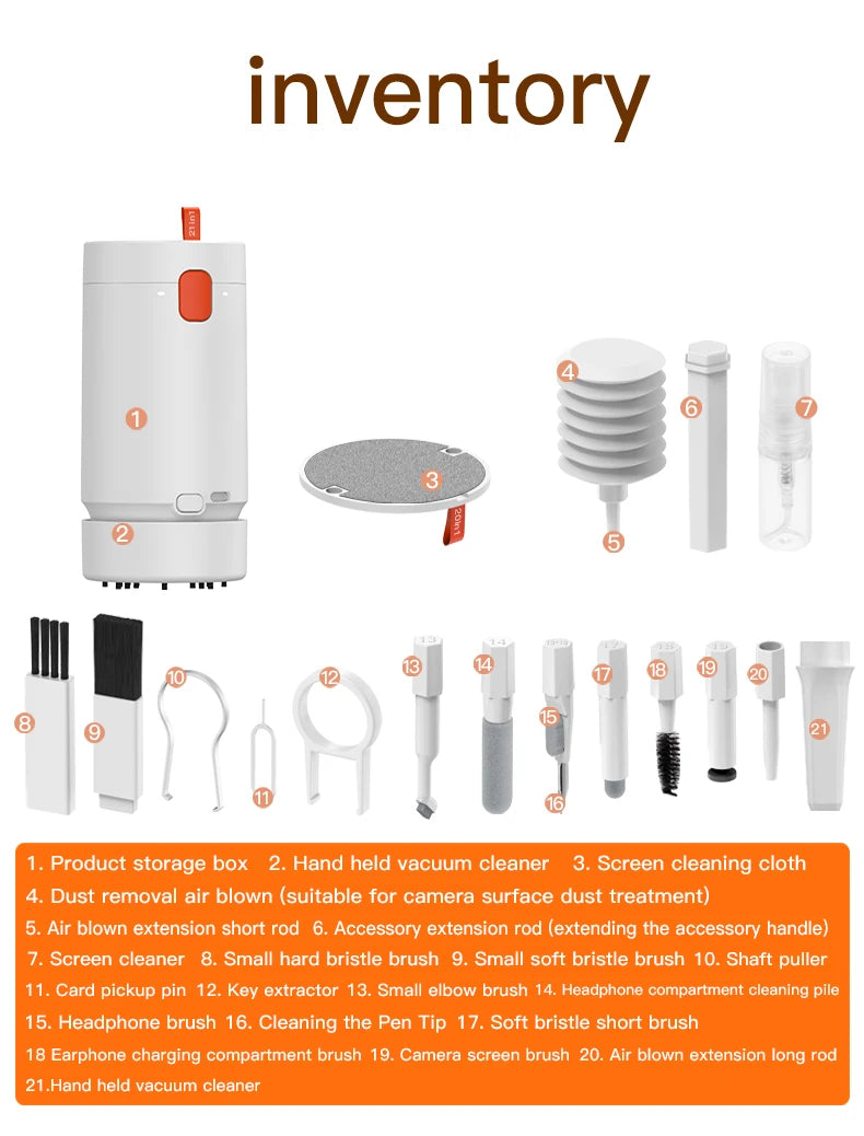 21-in-1 Cleaner Kit Earphones Cleaning Pen Screen Cleaning Tools Computer Keyboard Brush Keycap Puller Multifunctional Brush Kit