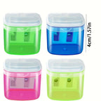 12pcs Pencil Sharpener, Large Barrel with Transparent Lid, Double Barrel with Lid Plastic Pencil Sharpener
