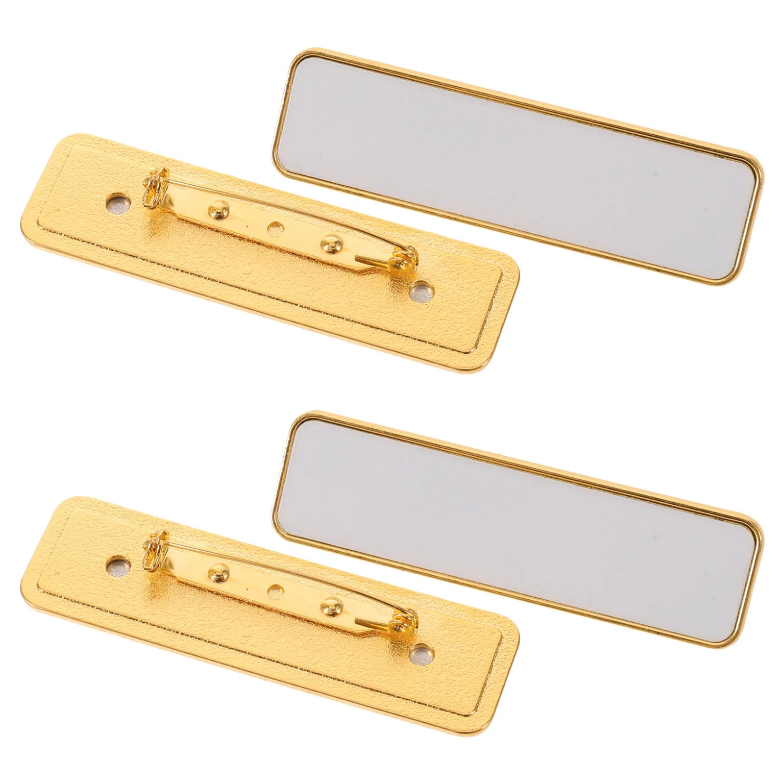 4Pcs Blank Name Badges Sublimation Ready Premium Alloy Metal Name Tags with Pin Back for Employee Identification Work Office DIY