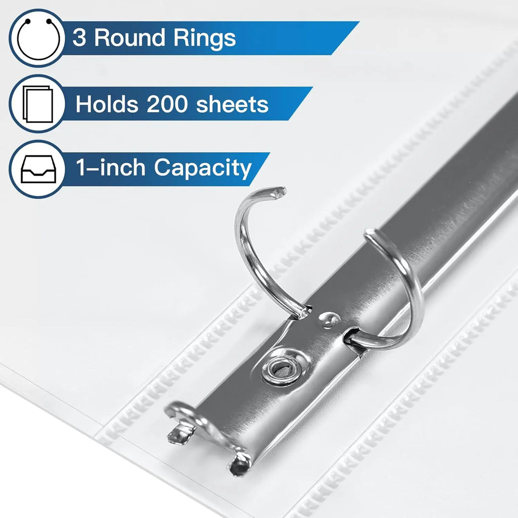 1-inch 3 Ring Binder with 2 Interior Pockets, for A4 Letter Size 8.5'' x 11''Paper,Versatile Binders for Office, Home and School