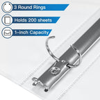 1-inch 3 Ring Binder with 2 Interior Pockets, for A4 Letter Size 8.5'' x 11''Paper,Versatile Binders for Office, Home and School
