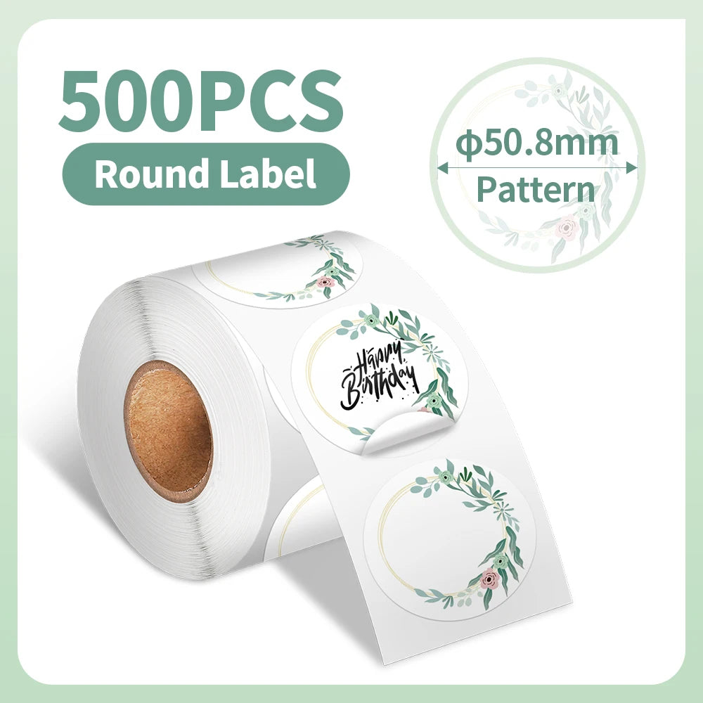 Thermal Label Paper round Sticker White Pure Color Shipping Label Waterproof for Phomemo PM241/PM246S/D520 Label Printer