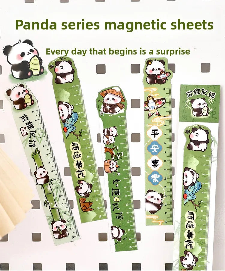 Cute Panda Magnetic Bookmark Ruler Student Creative Flexible Ruler 15cm Cartoon Rabbit Bear Capybara Magnetic Straight Ruler
