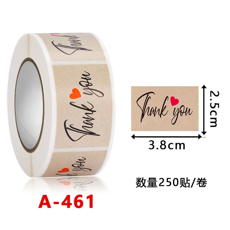 250Pcs Rectangle Thank You for Your Order Stickers Labels for Small Business Decor Sticker Stationery Supply 2.5*3.8cm