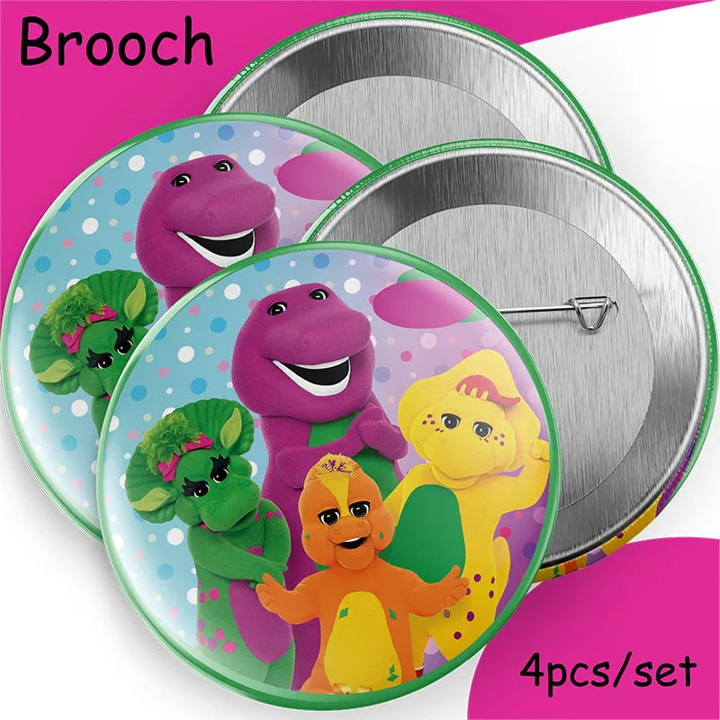 Dinosaur Barney Party Supplies Decorations Kids Birthday Disposable Tableware Tablecloth Cups Plate Party Theme Favors