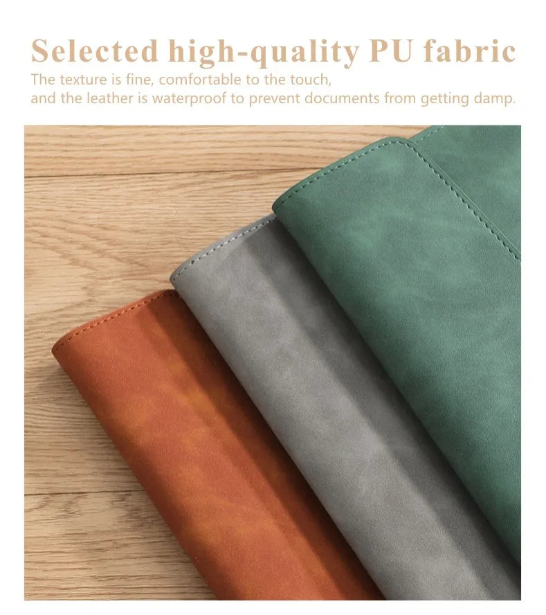 PU Leather A4 Document Bag, 7 Colors, File Folder for Office & Travel, Stylish Organizer