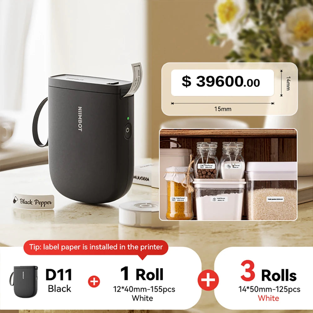 NIIMBOT D11 New Version Label Printer Mini Portable 300DPI Bluetooth Wireless Label Maker Name Tag Kitchen Sticker PrintingMaker